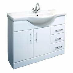 Abbott 1050mm Gloss White Basin Unit - Single Tap Hole  